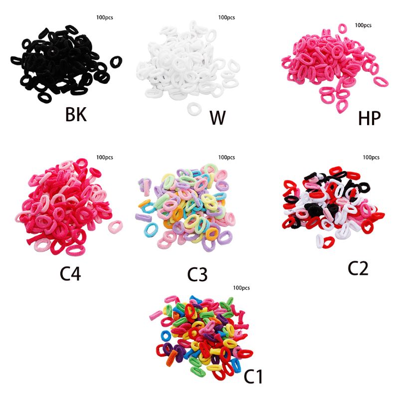 100Pcs Multi Kleur Handdoek Scrunchies Kinderen Meisjes Elastische Naadloze Ponytai Hair Tie