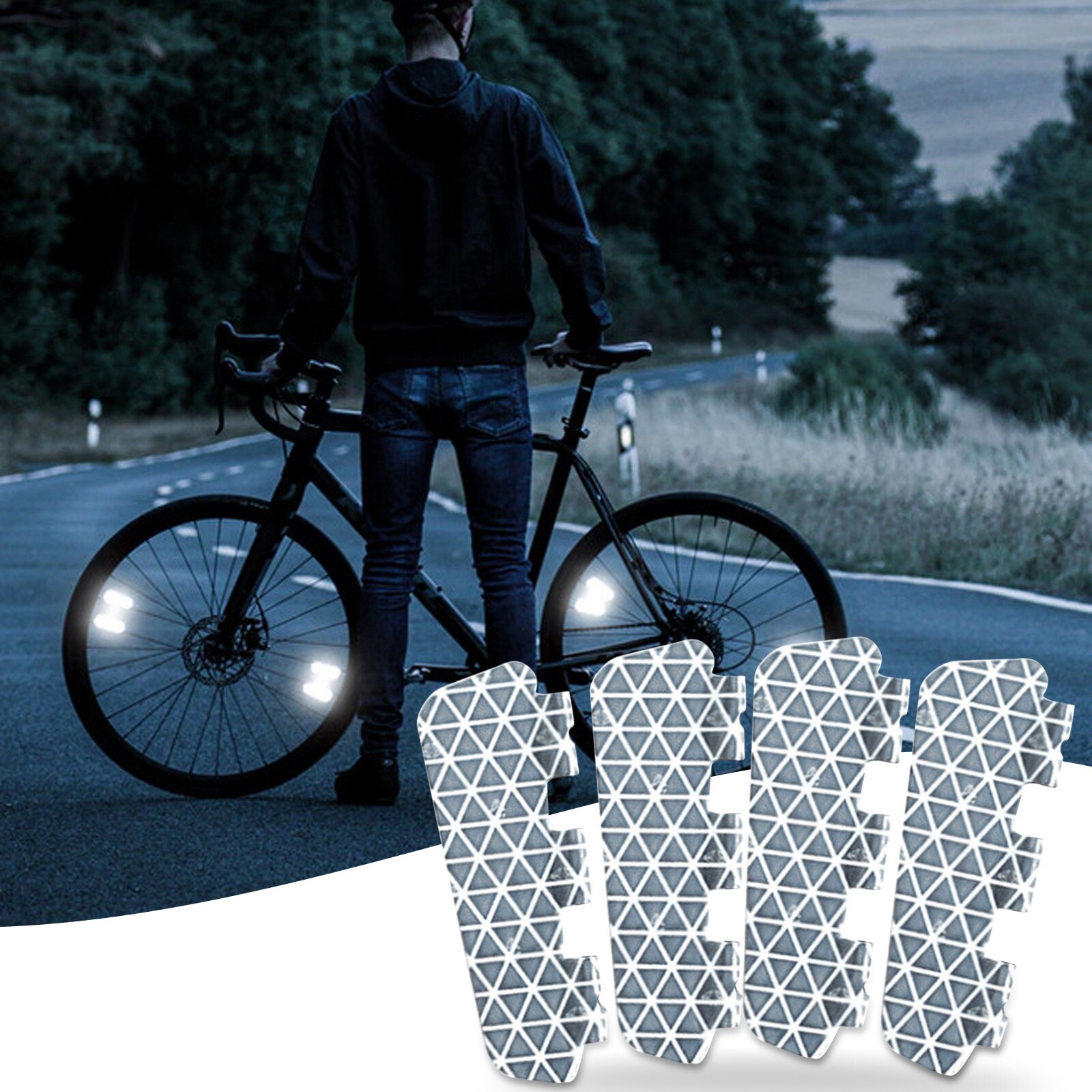 40# 4pcs Bicycle Luminous Plate Night Reflector Mountain Bike Reflector Bicycle Stickers Universal Warning Sign Reflective: Default Title
