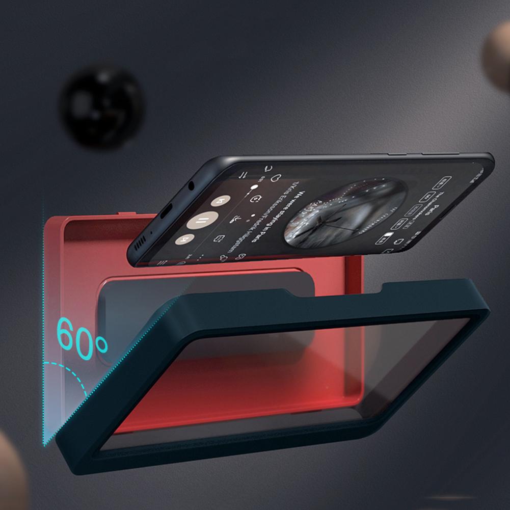 Phone Waterproof Case Wall Mounted Touch Screen Phone Holder Bathroom Kitchen Anti-fog Punch-free Sealing Protective Cover