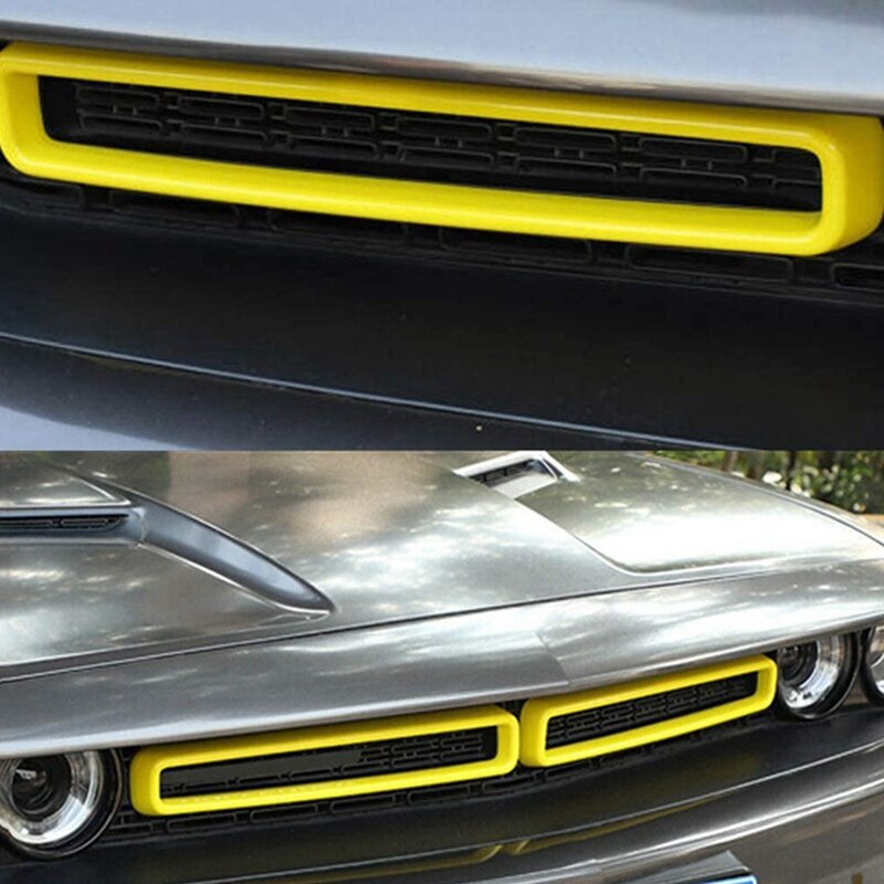ABS Front Grill Inserts Guards Insert Exterior Accessories Decoration Trim Cover for Dodge Challenger Yellow