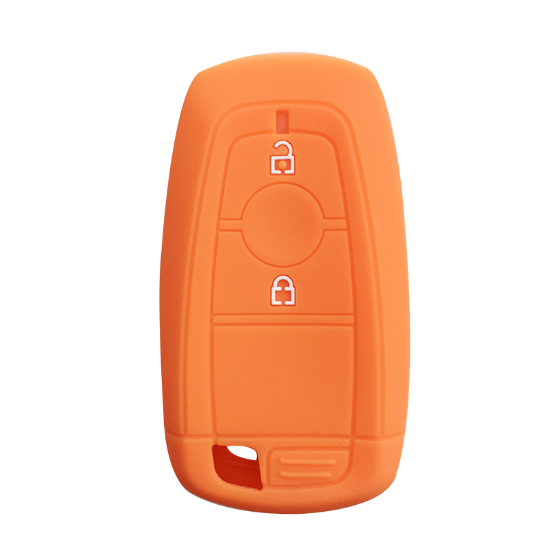 Silicone Key Case Cover for Ford EcoSport - Keyless Fob Shell Skin Keyring Key Chain Holder Protector for Keychain Alarm: orange