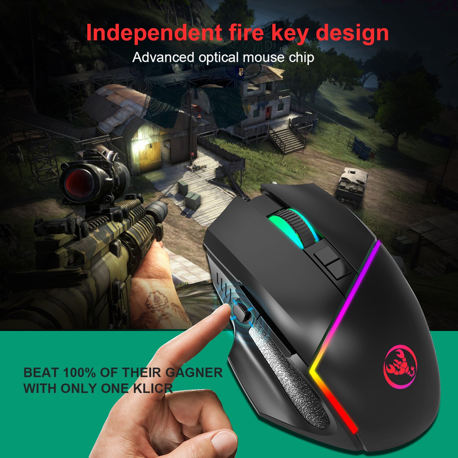 Single hand One-Handed Gaming Keyboard RGB Backlit Portable Mini Gaming Keypad 6400DPI Mouse Set for PC PS4 Xbox Gamer