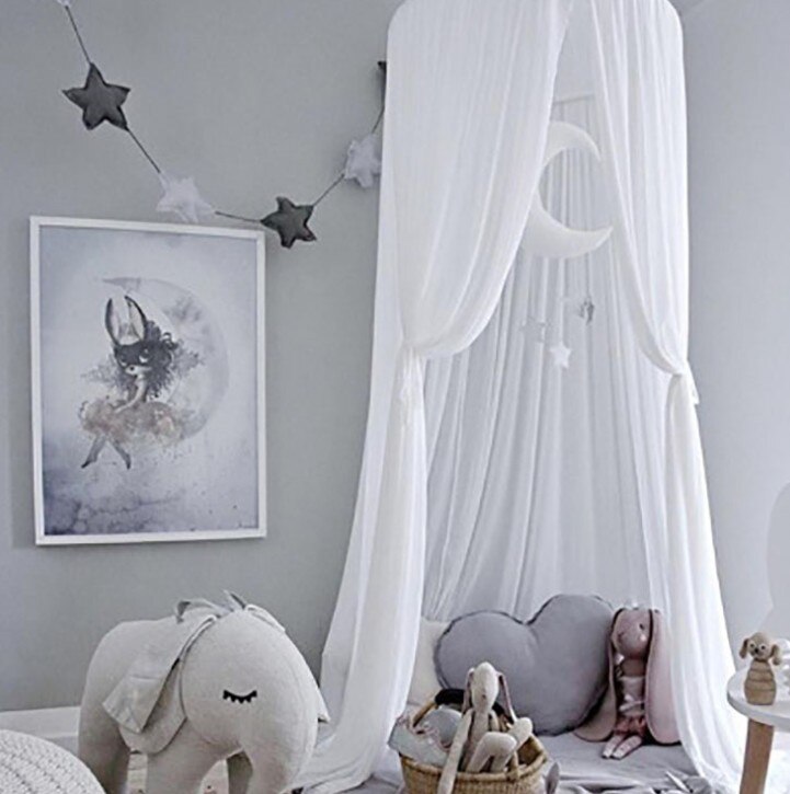 Luifel Klamboe Gordijn Voor Baby Kid Unisex Kamer Beddengoed Meisjes Speelhuis Kasteel Crib Netting Opknoping Dome Tent Kamer deocr