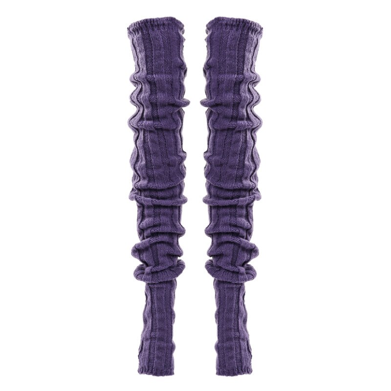 Chaussettes tricotées pour femmes, bas Tube sans bout de couleur unie pour adultes pour printemps automne hiver: 5