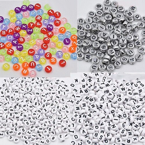 100 stk perler akrylperler terninger alfabet brev armbånd smykker gør diy smykker til børn