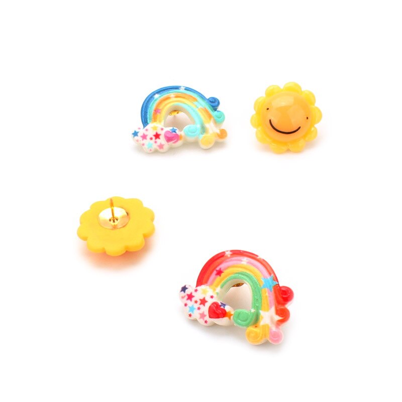 Chinchetas bonitas con de flor solar, 2 uds., chinchetas con imagen decorativa, tachuelas de arco iris, Pin de corcho, Pulgar, papelería de oficina