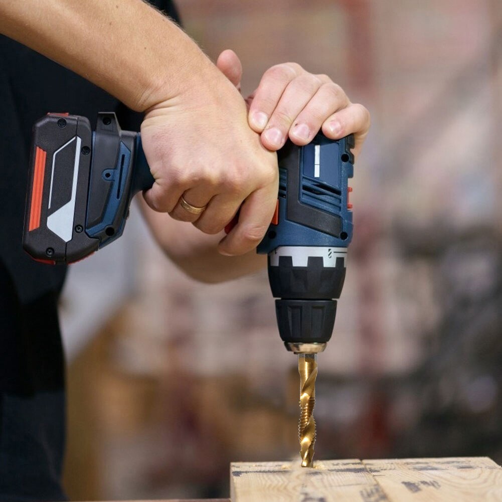 13pcs Tap Thread Metric Thread Tap Drill Bits Set M3-M10 Hex Shank Drill Bit Plated Screw Compound Tap and Drill Hand Tool Sets