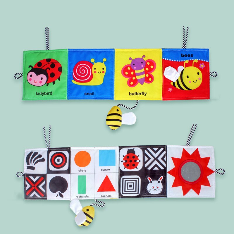 Baby Toys 0-12 Months Infant Rattles Cloth Book Knowledge Around Multi touch Multifunction Fun & Double Color Crib Bed Bumper