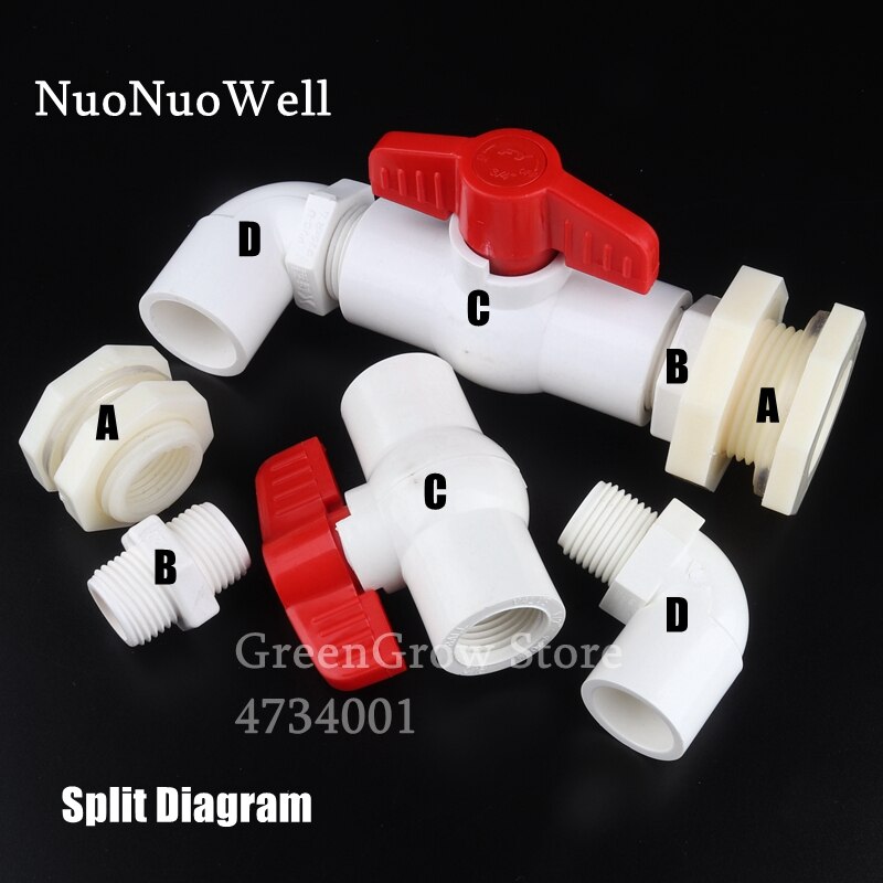 1pc 20 25 32mm 1/2"~1" PVC Water Tank Connectors Aquarium Fish Tank Drainage Intake/Drain Composite Joint ABS Connector DIY Tool