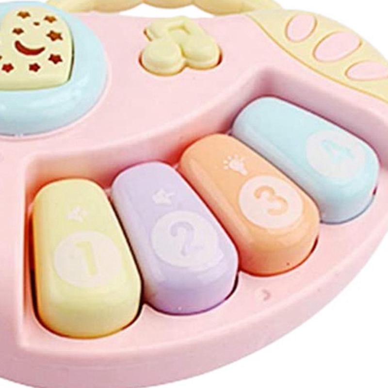 Baby Musical Toy, Educational Piano Music Toy Guitar / Rattle Toy With Lights For 0-3 Years (Piano,Pink)