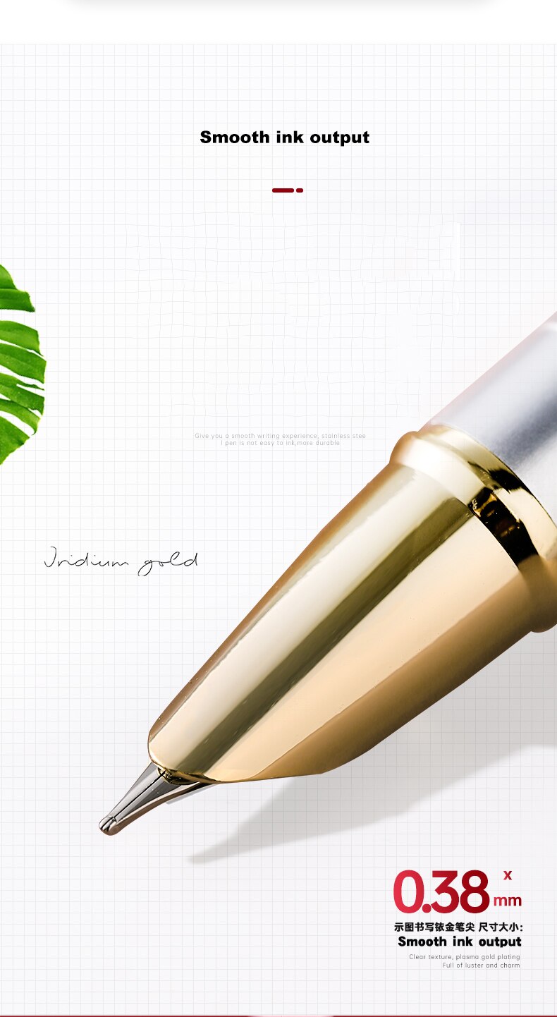 JINHAO 606 Financial Tip Fountain Pen 0.38mm Shine Platinum Steel School Office Business Writing Ink Pens Stationery