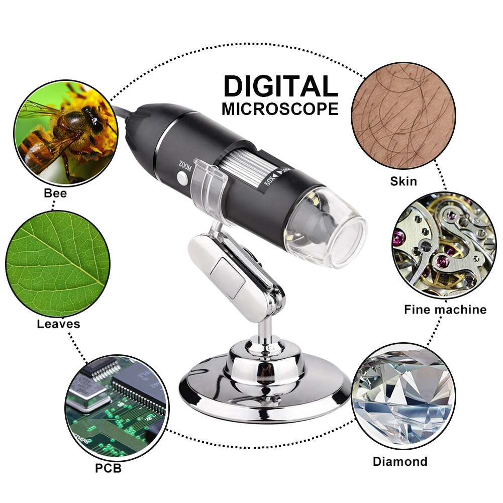 Microscoop Usb 1000 Keer Hd Mobiele Telefoon Repareren Digitale Elektronenmicroscoop Vergrootglas Camera 8 Leds Met Stand