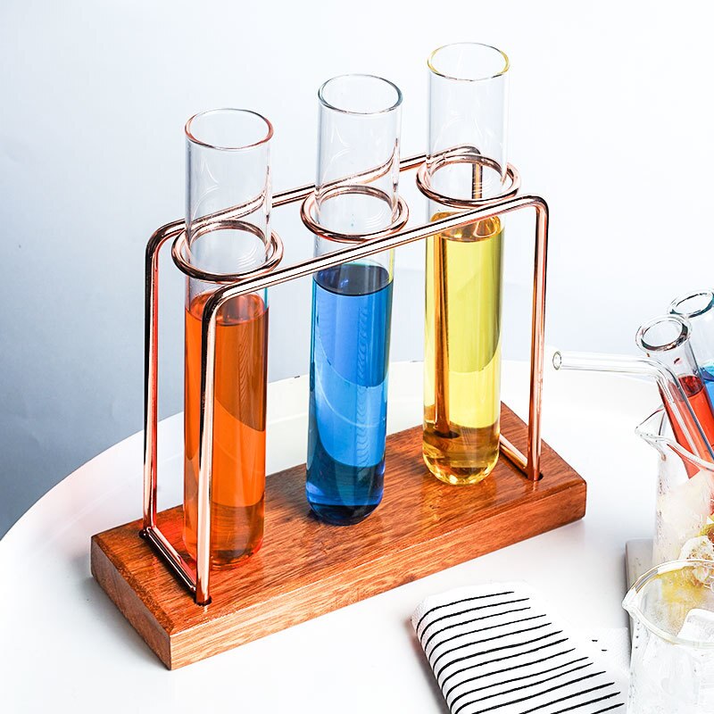 Oryginalność 3 sztuka probówki specjalny koktajl szklany zestaw z uchwytem test-rury stojak kieliszek lampka robić szampana wina Puchar dla bar