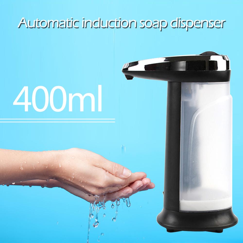 Dispensador automático de jabón líquido de 400ml, Sensor inteligente, recipiente para lavar las manos, conjunto de accesorios para el baño y la cocina del hogar: Black