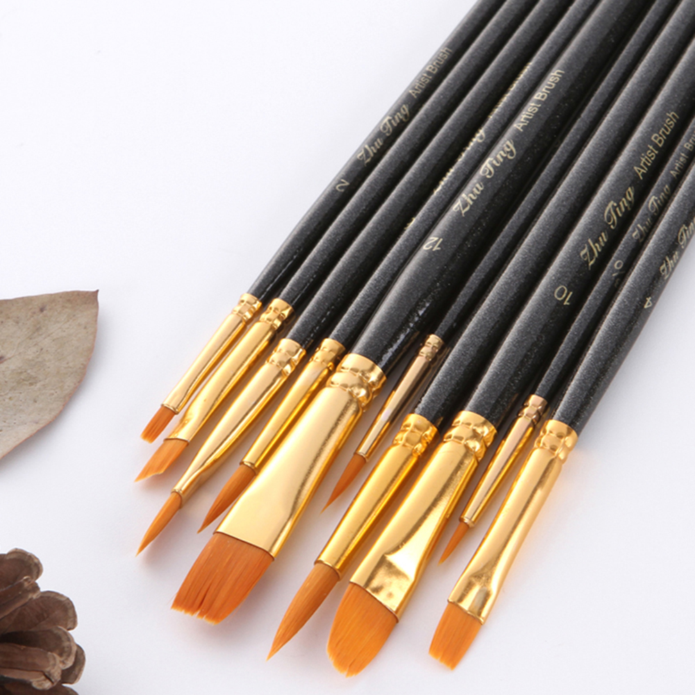 10Pcs Watercolor Water Paint Brush Calligraphy Drawing Pen School Art Supplies Reusable manicure set