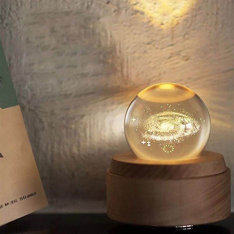 1 bola de cristal giratoria luminosa caja de música de madera bola de cristal adorno bola de cristal manualidades cumpleaños navidad de Año