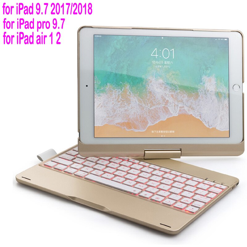 Retroiluminada Bluetooth funda para teclado para iPad 9,7 10,2 5th 6th 7th generación para apple iPad aire 1 2 3 Pro 10,5 11 20: 9.7 gold