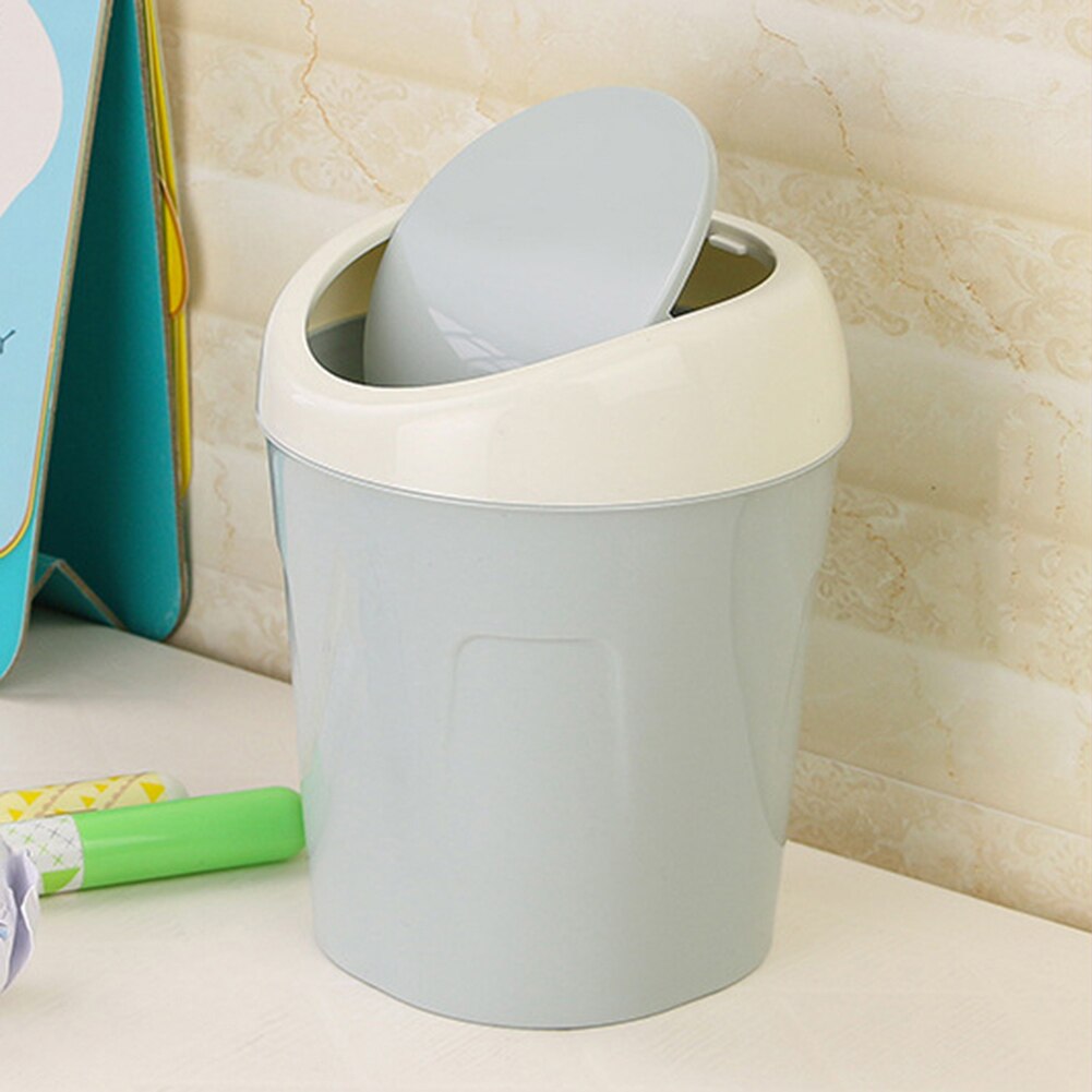Durable Mini Trash Can Plastic Flip Lid Table Bedside Waste Bins Garbage Dust Bin Desktop Storage Holder Home Storage Organizer
