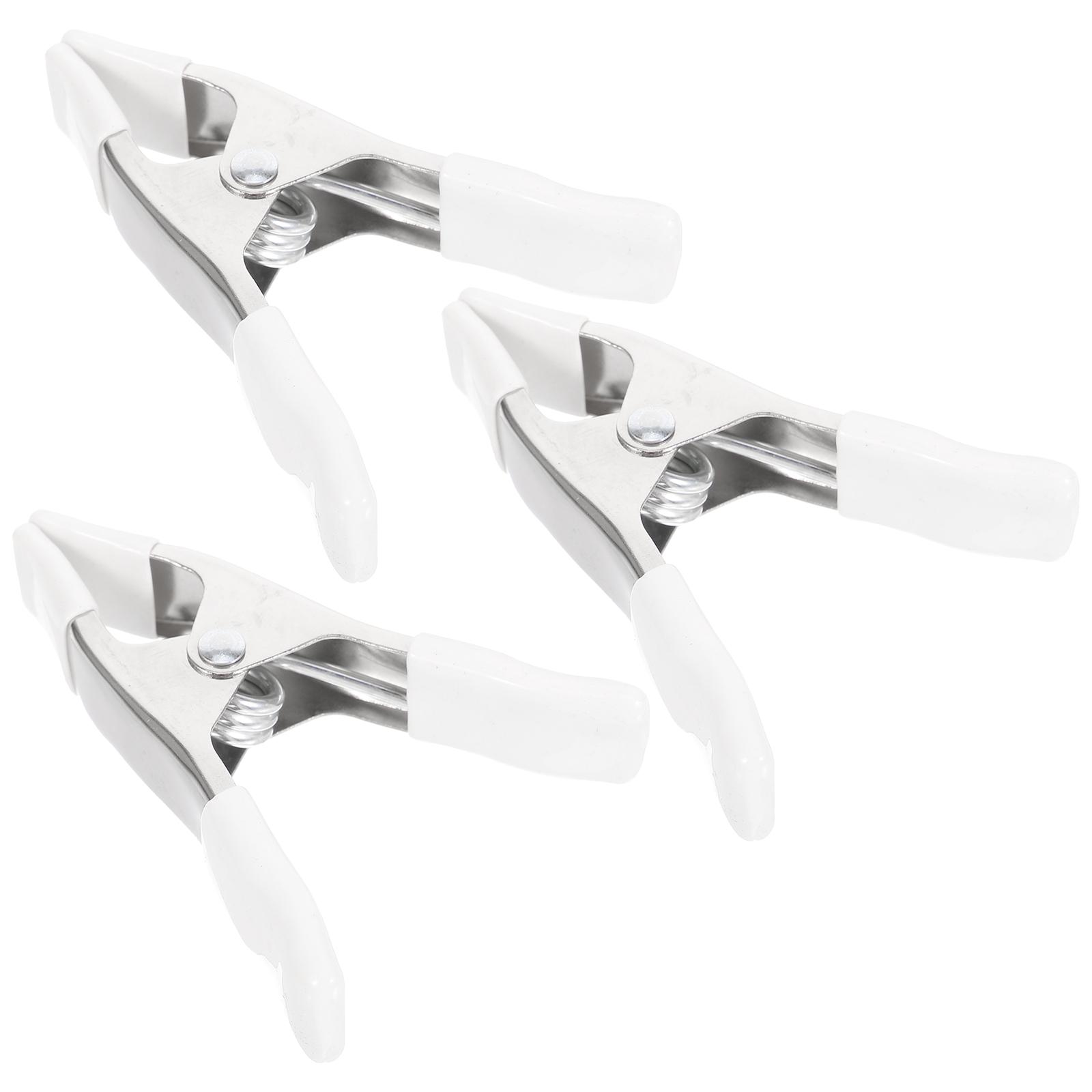 3pcs Spring Clip A shaped Clamps 4 Inch White Heavy Duty PVC Backdrop Stand Clips for Photography HomeDecoration