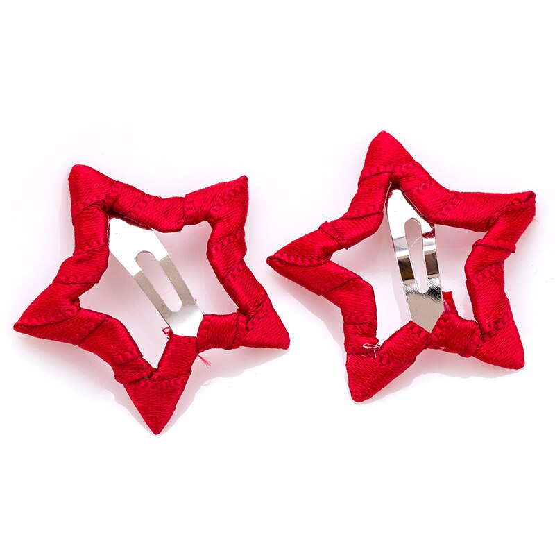 2/10 pçs estrela bebê hairpin gorgorão mini estrela grampo de cabelo meninas doce pano barrettes bonito headwear criança acessórios ferramentas estilo: Red wine
