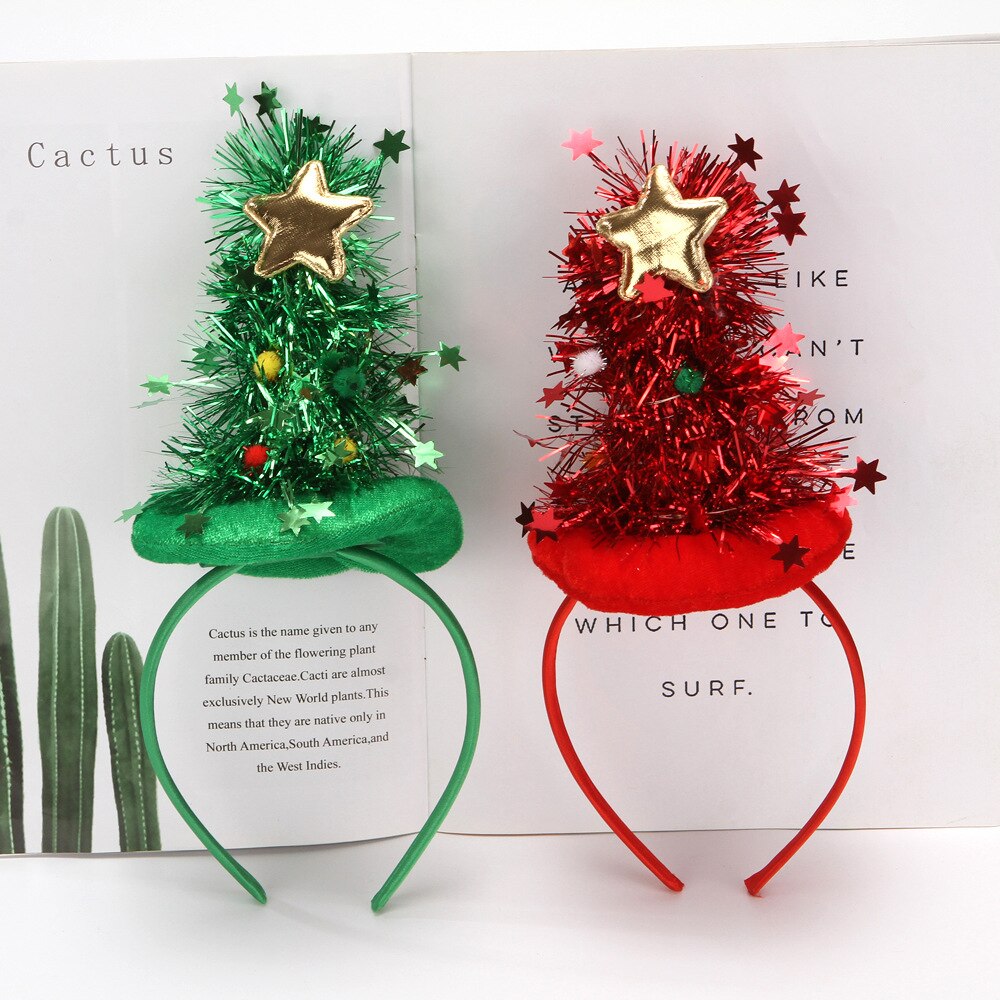 Heldere Kerstboom Hoofdband Met Pailletten Goud Fluwelen Jaar Decoratie Kids Volwassenen Voor Party Xmas Haaraccessoires