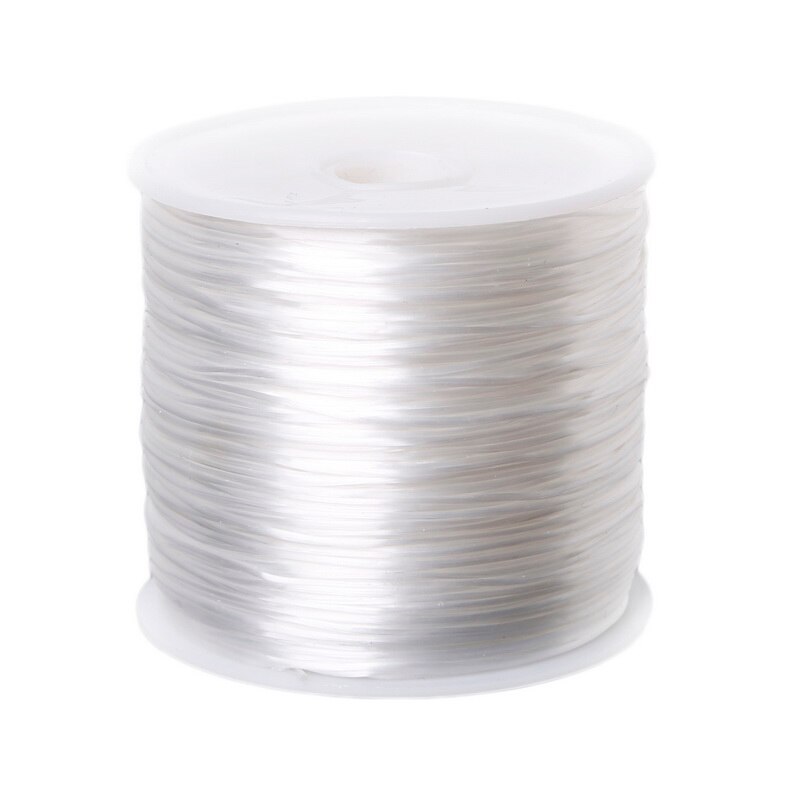 1 rollo/60 M 0,7mm hilo elástico línea de cristal redonda cable elástico de goma de Nylon para hacer joyas pulsera de cuentas 14 colores: White