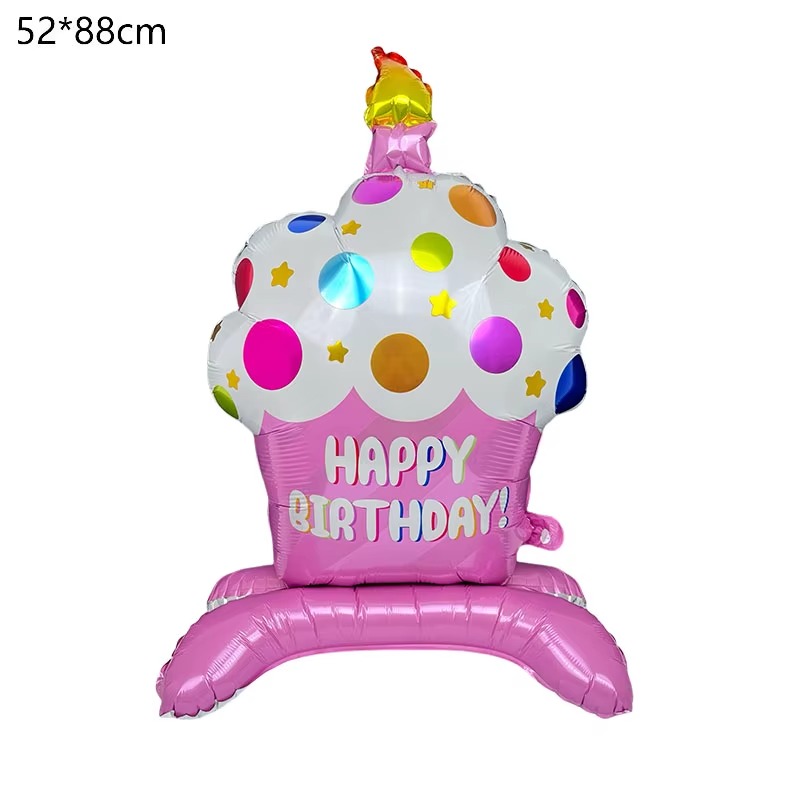 Globo de pastel de cumpleaños con Base, globo de aluminio de pie, bonito globo de pastel, suministros de decoración para de cumpleaños para niños y niñas, Baby Shower: Emerald