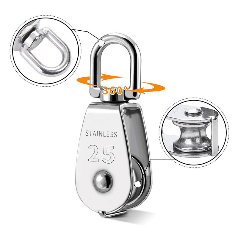 2 stuks  m25 kraan katrolblokken enkele katrolblok hangende draad sleepwiel 20 meter nylon katrollijn touw