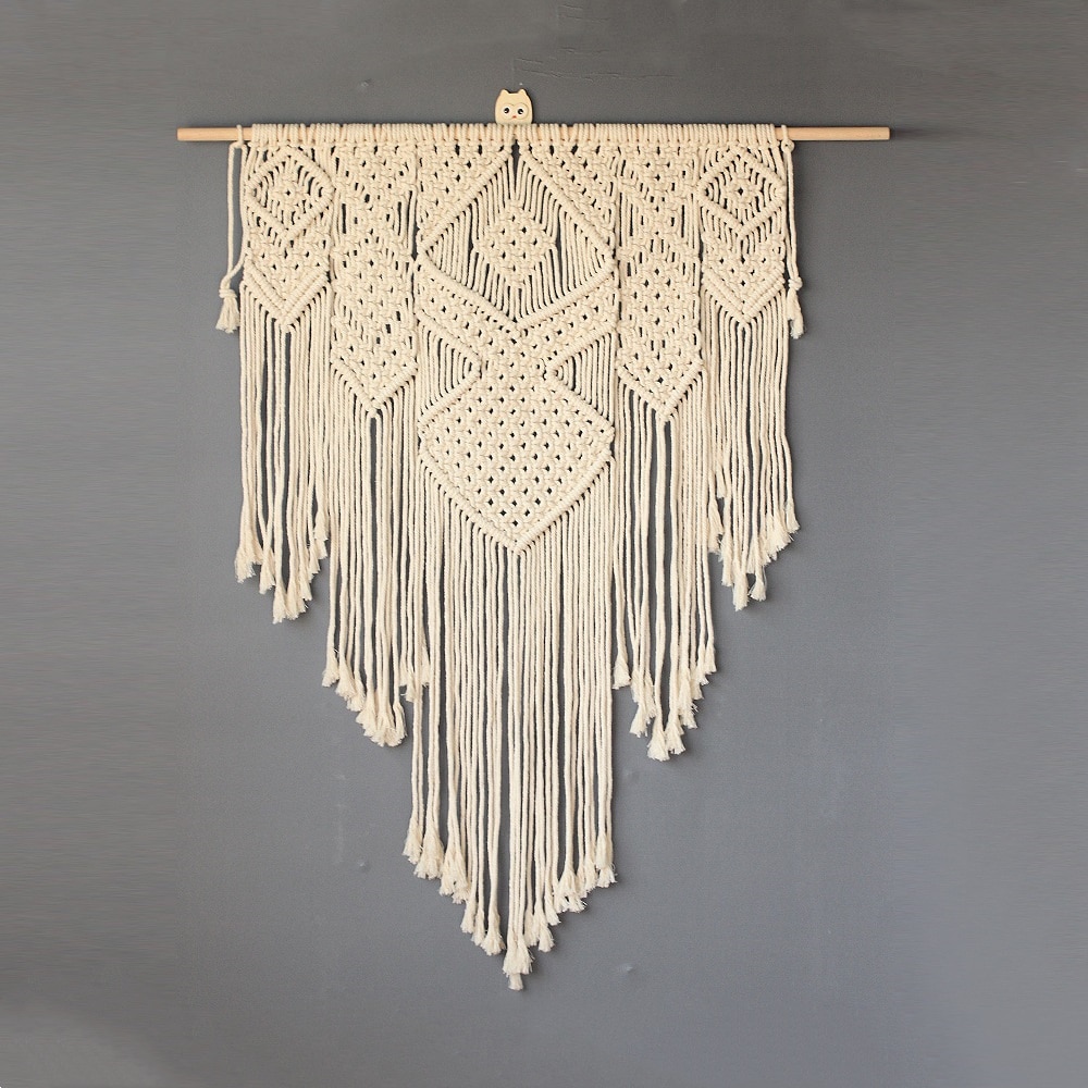 1pc Handicrafts Heart Macrame Wall Hanging Tapestry Bohemian Woven Tapestry Geometric Art Bedroom Living Room Decoration