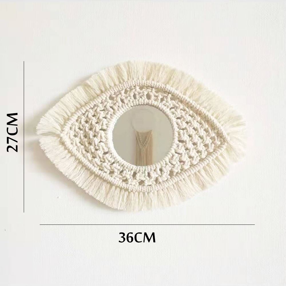 Macrame spegel handgjord sminkspegel upplyst kompakt väggtapets hem veranda speglar för hem smink badrum: Typ f -med spegel