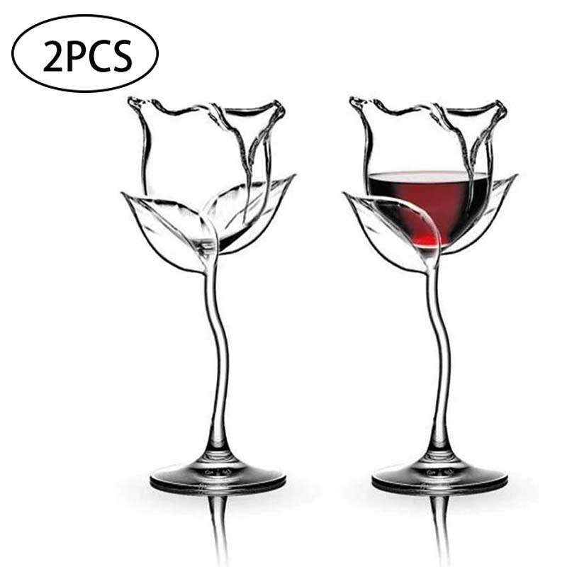 2 st vinglas ros blomma form bägare blyfria röda vin cocktailglas hem bröllopsfest barware drinkware