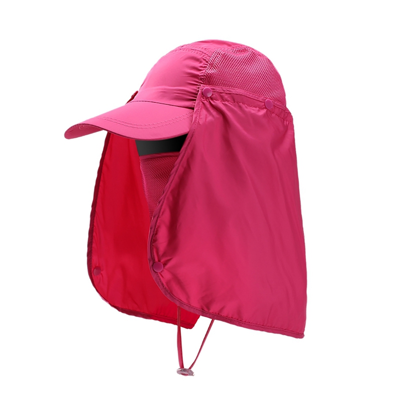 Aba larga Bucket Hat com Tampa Do Pescoço, Outdoor Proteção Solar Chapéus, Quick Dry, Verão Caps, Respirável, Caça, Pesca: Preto