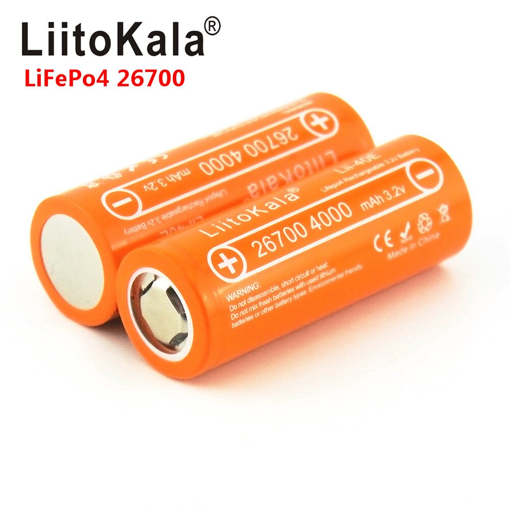 Liitokala Lii-40E 3.2V 26700 4000 Mah Lifepo4 Oplaadbare Batterij 10A Tarief Ontlading Lakens Vervangende Batterij In Plaats Van 26650