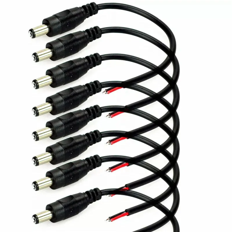 Conector de alimentación CC, Cable de enchufe de barril Pigtail, 2,1mm x 5,5mm, Cable macho hembra de 15CM para adaptador de fuente de alimentación de cámara IP, tira LED