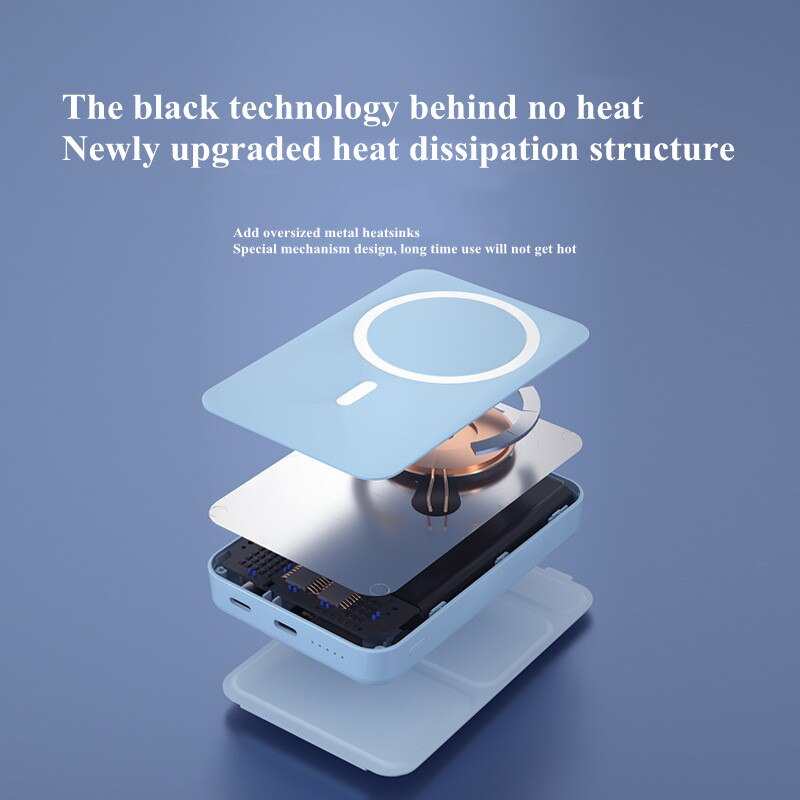 Folding Stand Power Bank 15W Wireless Fast Charging Magnetic Powerbank External Battery Fast Charger Auxiliary Battery poverbank