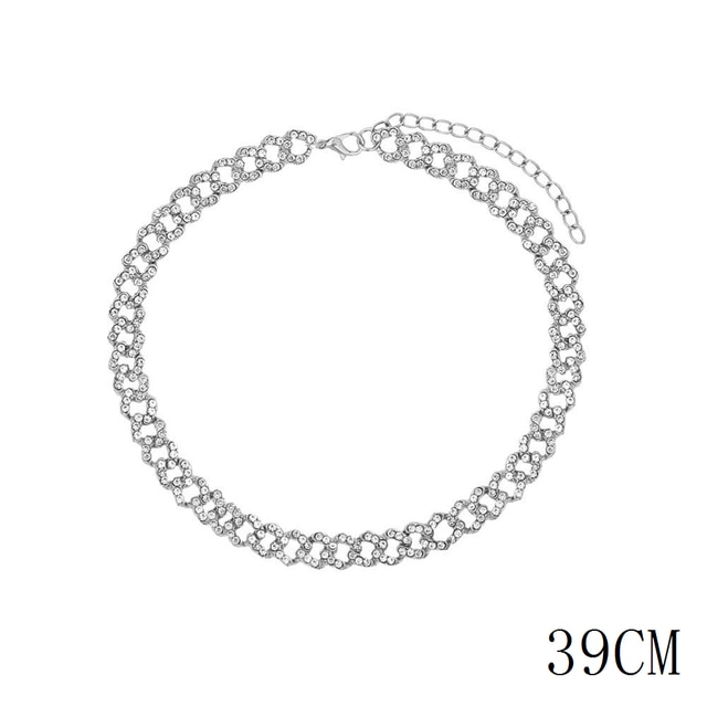 Collar Cadena Miami Cuban Link - Gargantilla 12mm - Strass Cristal Iced Out - Joyería Hip Hop Mujer: 055102SL