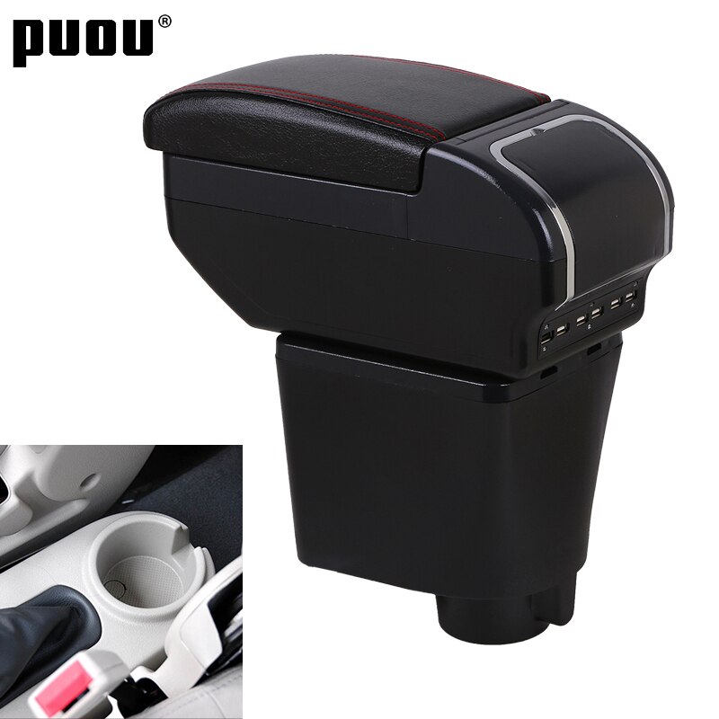 Armstöd låda för chevrolet aveo/lova  t200/t250 2002 dual layer pu läder stor utrymme bil central butik innehåll låda usb char