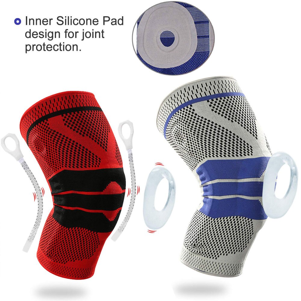 Enkele Fitness Hardlopen Fietsen Knie Ondersteuning Braces Elastische Nylon Sport Knie Pad Sleeve-Sized M (Grijs)