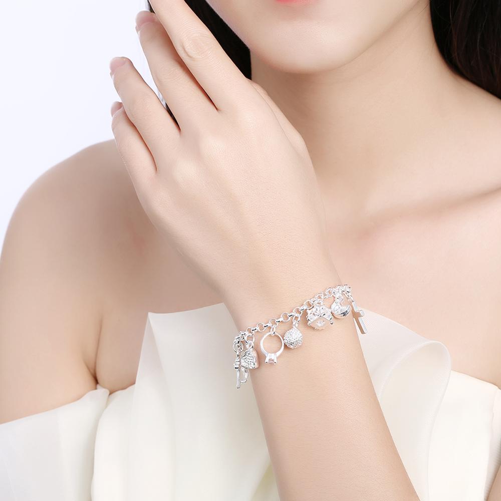 Bijoux en argent 925, Bracelet étoile lune CZ, chaîne croisée de 20cm, à la , pour femmes