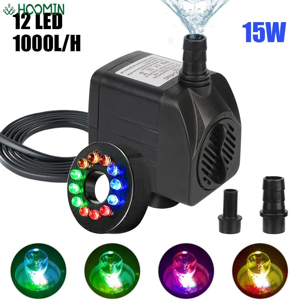 Ultrastille waterpomp met 12 LED-licht voor tuinaquarium Aquarium Vogelbadfontein met netsnoer Dompelfontein