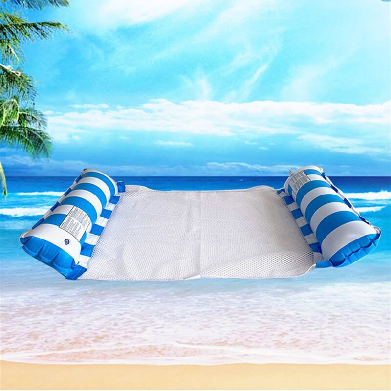 Hamaca de agua reclinable, colchón flotador inflable, anillo de natación, piscina, sillón de salón de agua plegable, juguete de , 10 colores: Blue Stripe