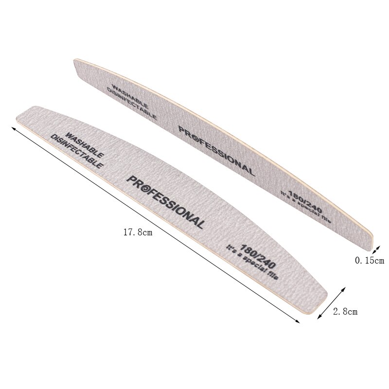 50 Uds. De Lima de uñas de madera gris, 180/240, búfer de uñas de madera 100/180, tablero de esmeril, Gel UV de Lima, bloque para pulir manicura