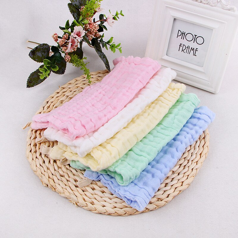 5pcs/set 30*30CM Baby Face Hand Towel 100% Cotton Gauze 6 Layers Infant Wash Cloth Saliva Towel Toddler Face Towel: mix-5 colors