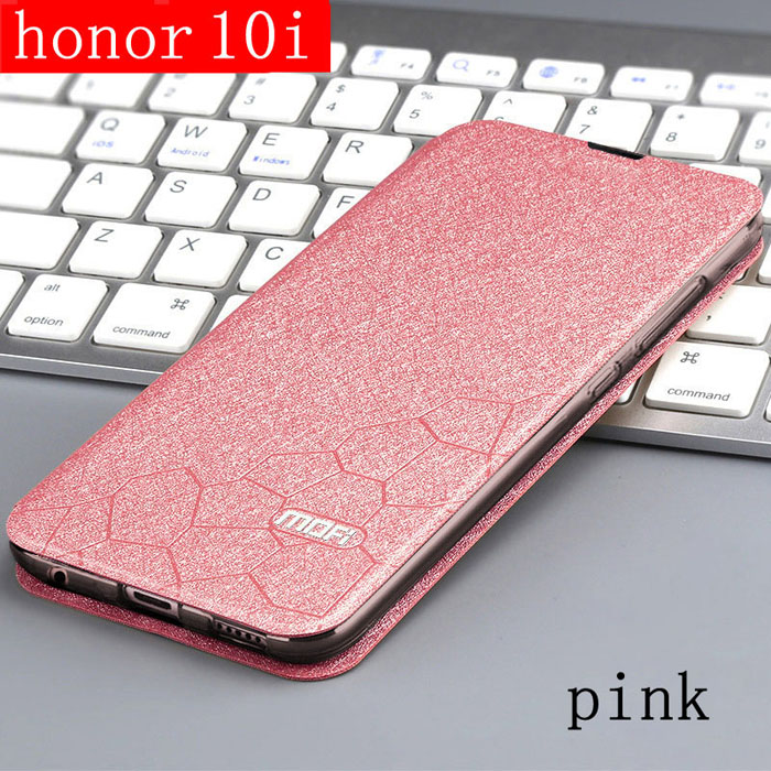 Case Voor Huawei Honor 10i Cover Flip Leather Book Pu Mofi Luxe Soft Silicon Capa Glitter Dunne Huawei HRY-LX1T Honor 10I Case: pink