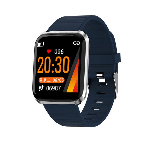 116 Pro Kleur Screen Smart Horloge Mannen Multi Sport Modi Hartslagmeter Bloeddruk Bloed Zuurstof Smartwatch Vrouwen Mannen: Blauw