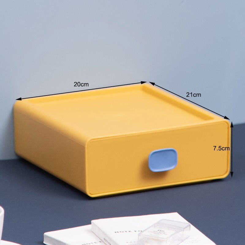 Multi-layer Storage Box Desktop Storage Drawers Desk Organizer Boxes Student Desktop Stationery Classification Storage Organizer: yellow