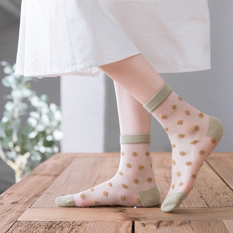 Women's Socks Summer Thin Silk Transparent Cotton Socks Harajuku Socks Women Thin Card Silk Lolita Invisible Socks Women