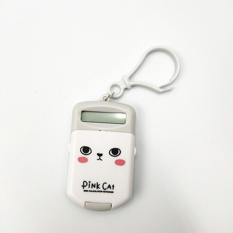 1pcs Portable Digit Calculator Kawaii Mini Calculator Pocket 8 Display Cartoon Cute Keychain Calculator Office Supplies: Gray