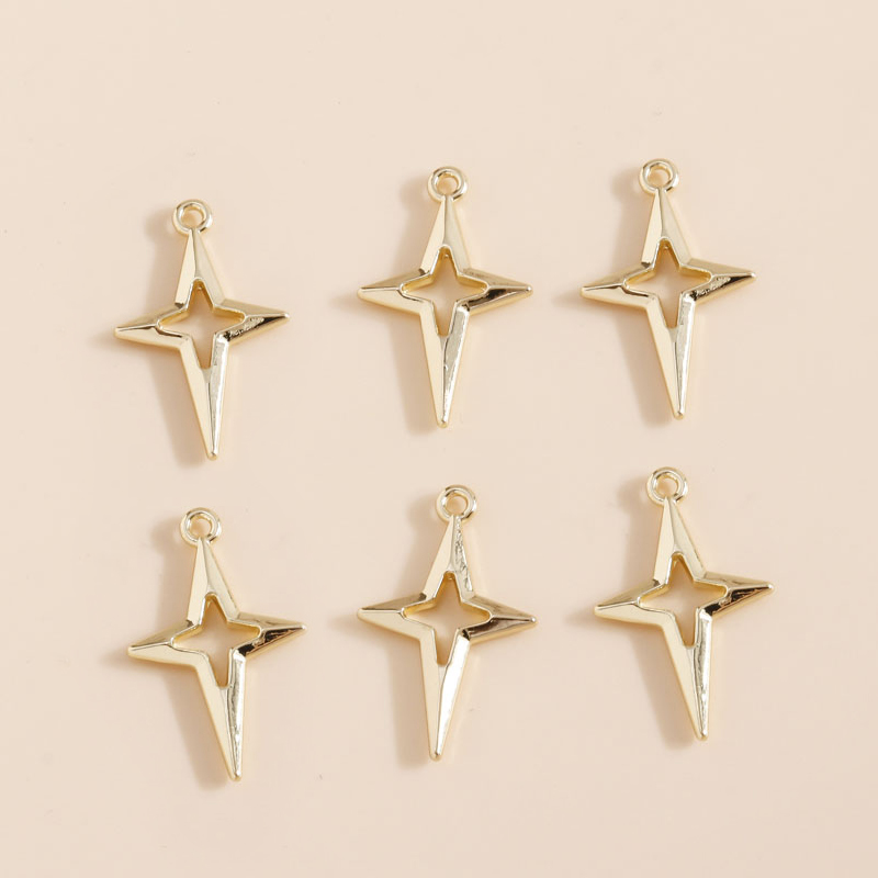 8 Uds. De bonitos colgantes de aleación chapados en oro con forma de estrella y Luna para hacer joyería DIY, accesorios hechos a mano, pendientes, collares,: Violeta