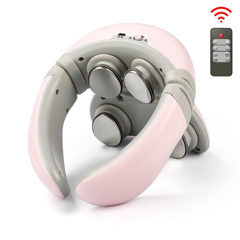 Masajeador de cuello eléctrico inteligente 4D, 6 modos, Control de potencia de pulso para la espalda, masaje de cuello por infrarrojos, herramienta para alivio del dolor, cuidado de la salud: Pink A